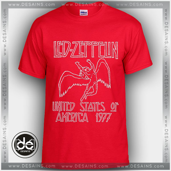Tshirt Led Zeppelin United States of America 1977 Tshirt Womens Tshirt Mens Red
