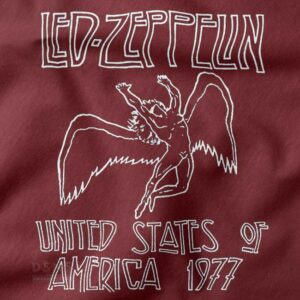 Vintage Led Zeppelin rock band tee with angel logo graphic