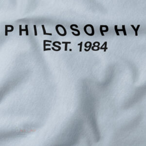 Vintage-inspired Philosophy 1984 tee in clean black-and-white design