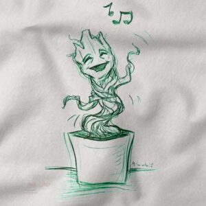 Baby Groot singing cute Marvel pop culture t-shirt