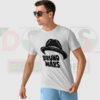 Bruno Mars inspired hat design graphic t-shirt