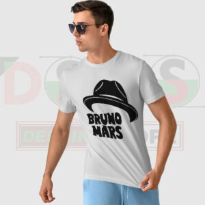 Bruno Mars inspired hat design graphic t-shirt
