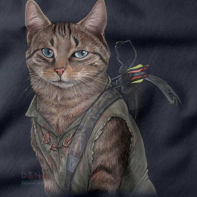 Celebrity Norman Reedus cat t-shirt casual style