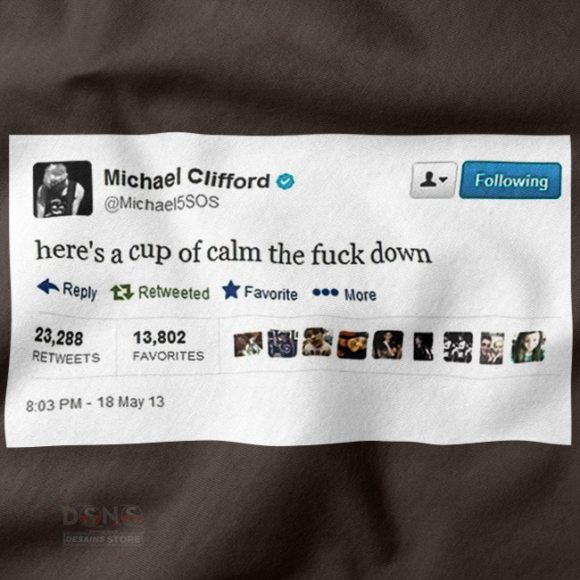 Funny pop culture T-shirt “Here’s a Cup of Calm Down”