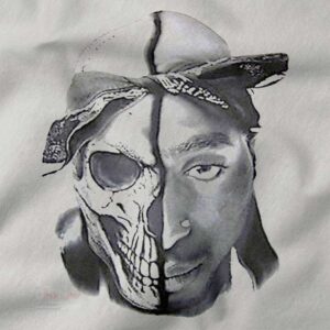 Tupac Shakur skull art pop culture t-shirt