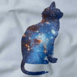 Cosmic cat nebula galaxy graphic t-shirt