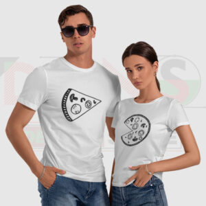 Pizza Pacman Inspired Couple T-Shirt – Fun Retro Streetwear