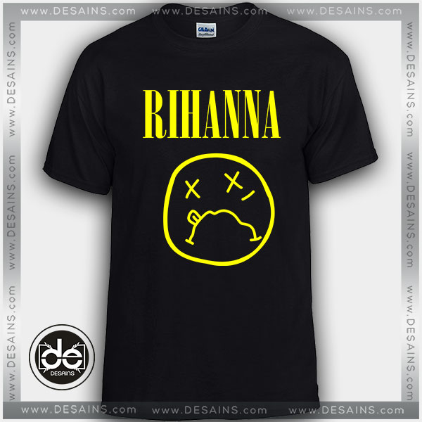 For en dagstur Sport at ringe Cheap Tee Shirt Rihanna Logo Nirvana Smiley