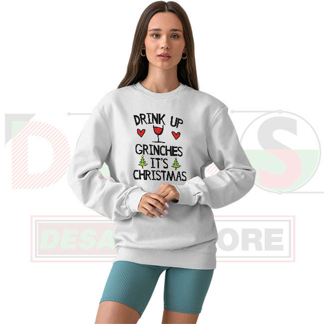 Drink Up Grinches Ugly Christmas Sweater – Funny Holiday Party Knit