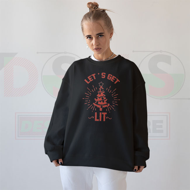 Let’s Get Lit Ugly Christmas Sweater – Funny Party Holiday Knit