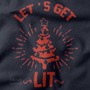 Let’s Get Lit ugly Christmas sweater funny holiday design