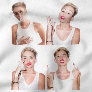Miley Cyrus smoking graphic tee shirt dress