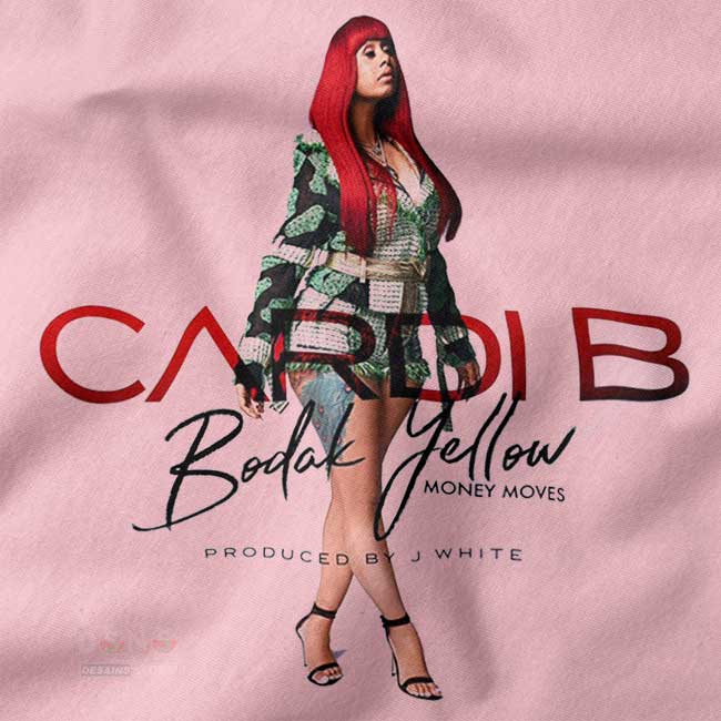 Bodak Yellow hip hop graphic t-shirt front design