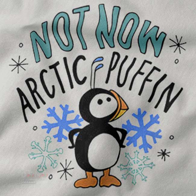 Not Now Arctic Puffin Elf funny graphic sweater