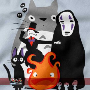 Anime t-shirt featuring Totoro, No-Face, and Spirited Away crossover design