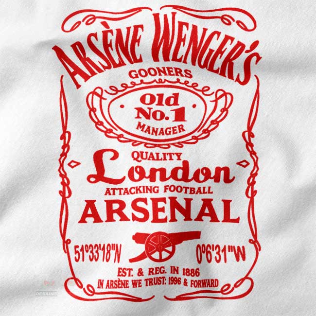 Arsène Wenger Tennessee whiskey logo parody t-shirt