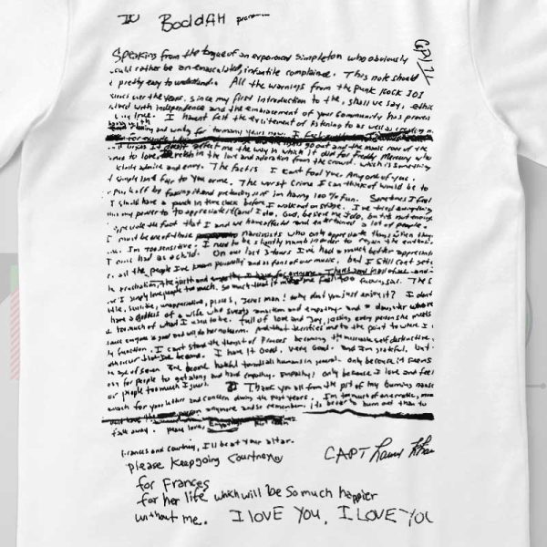 Buy Tee Shirts Nirvana Merch Kurt Cobain Suicide Note Die