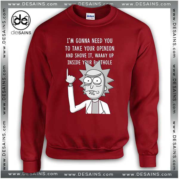 Cheap Graphic Sweatshirt Rick and Morty Shove it up Crewneck