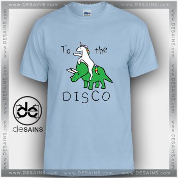 Cheap Graphic Tee Shirts To The Disco Unicorn Riding Triceratops