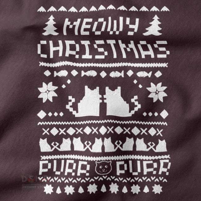 Cute festive cat holiday sweater design