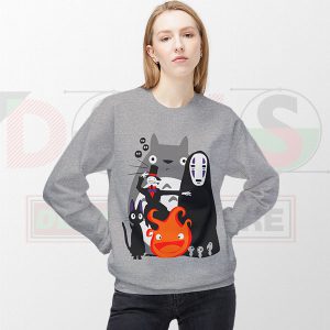 Ghibli Dream Totoro & Friends Sweatshirt - Womens Sport Grey
