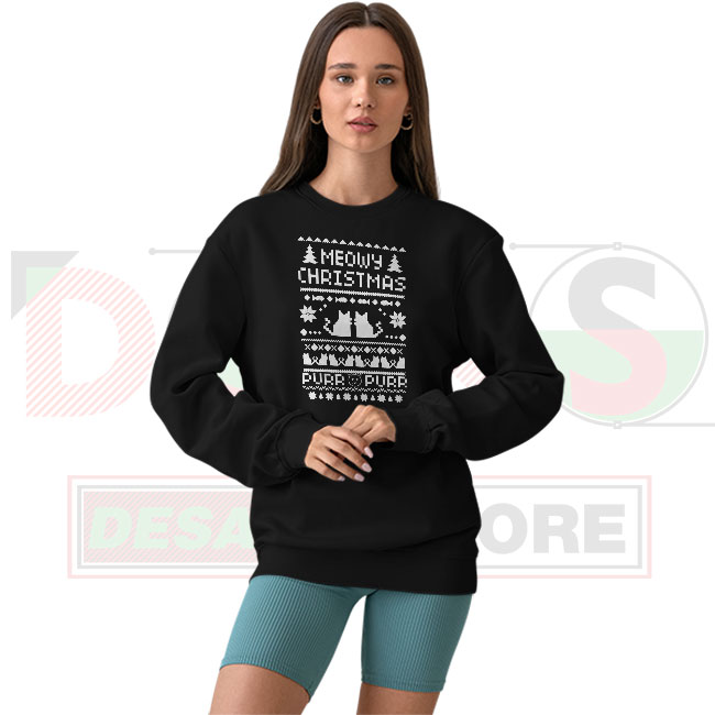Meowy Purr Purr Ugly Christmas Sweater – Funny Cat Holiday