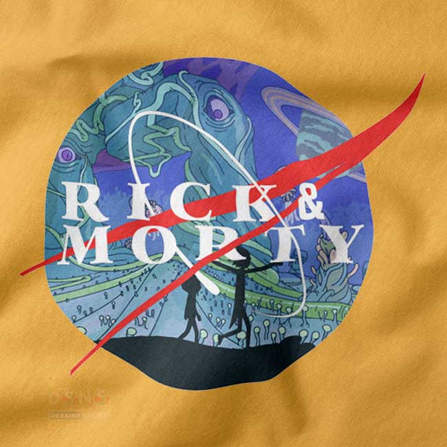 Rick and Morty NASA logo graphic t-shirt