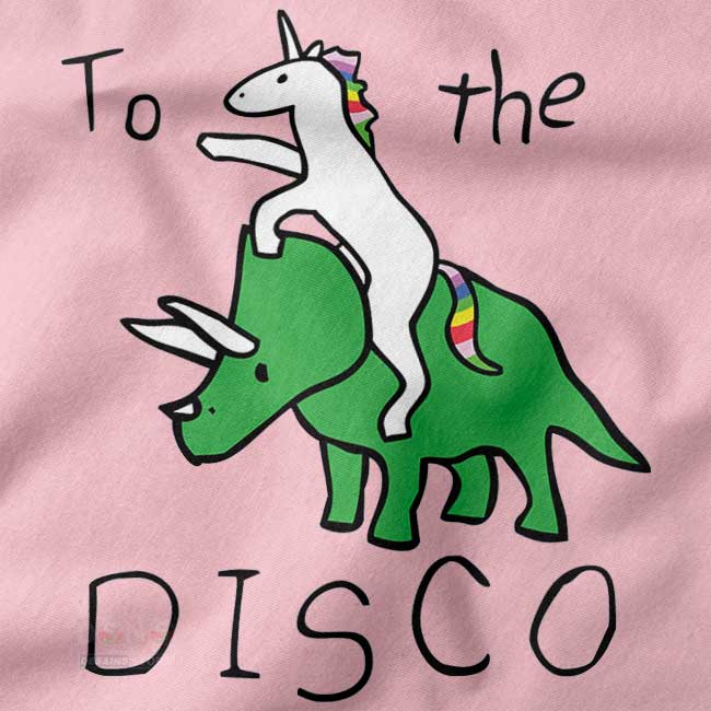 disco unicorn riding triceratops tank top