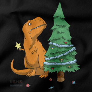 Anti-Christmas T-Rex struggle graphic tee