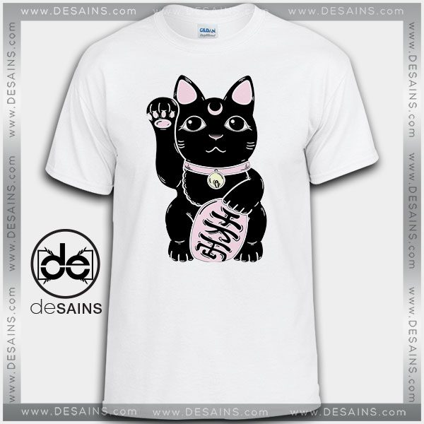 Cheap Graphic Tee Shirts Lucky Cat Black Tshirt Size S-3XL