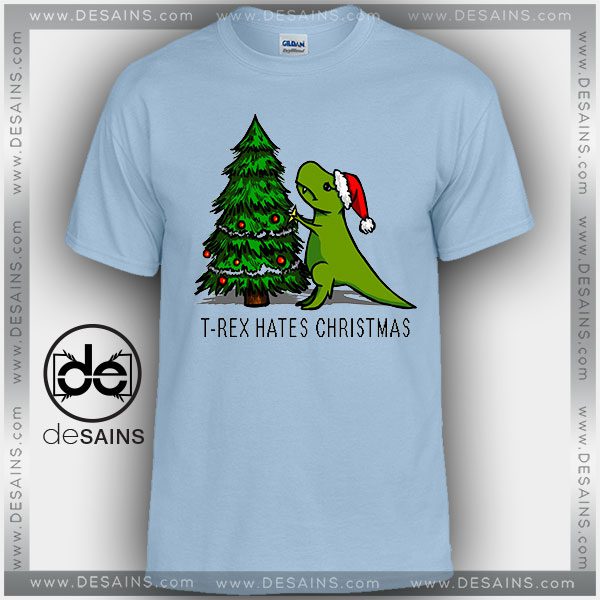 Cheap Graphic Tee Shirts T Rex Hates Christmas Funny Tshirt