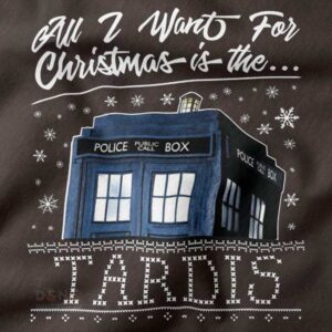 Christmas TARDIS graphic hoodie cozy pop culture streetwear