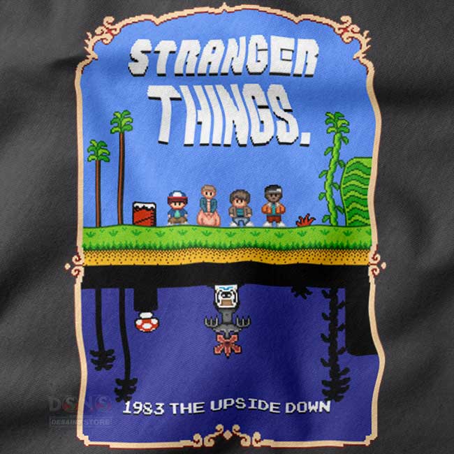 Mario Bros inspired Stranger Things pop culture tee