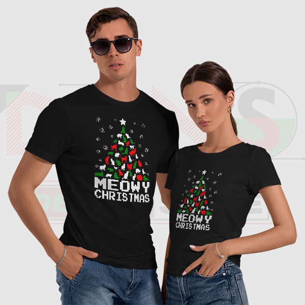 Meowy Christmas Cat T-Shirt – Funny Holiday Graphic Tee