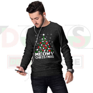 Meowy Christmas Ugly Sweatshirt – Funny Cat Holiday Style