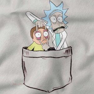 Minimal Rick and Morty cartoon pocket tee