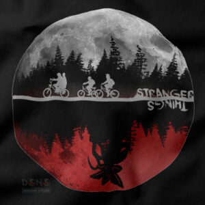 Stranger Things moon scene t-shirt streetwear style