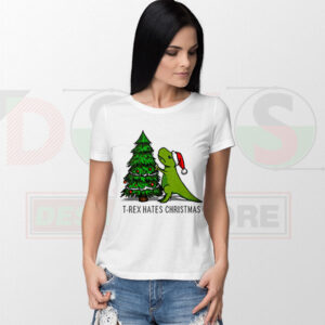 T-Rex Hates Christmas T-Shirt – Funny Dino Meme Tee