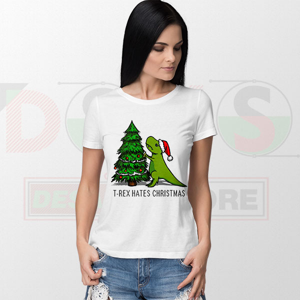 T-Rex Hates Christmas T-Shirt – Funny Dino Meme Tee