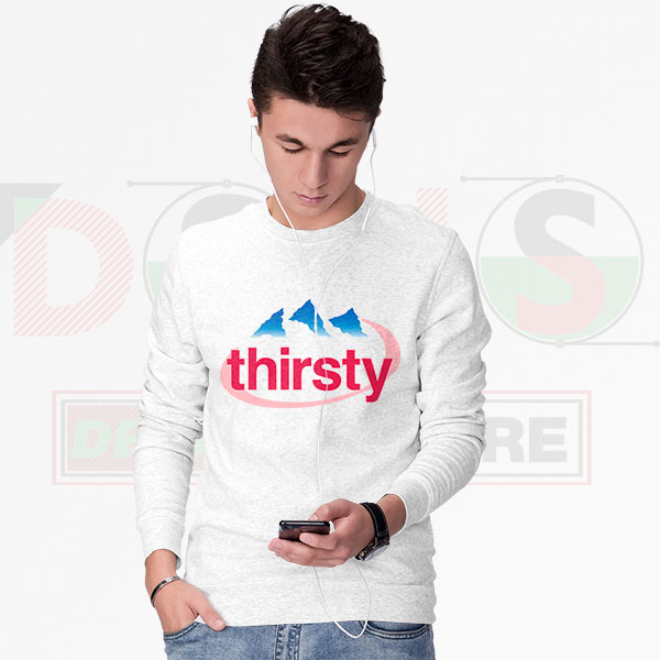 Thirsty Water Drink Meme Sweatshirt – Funny Minimal Graphic