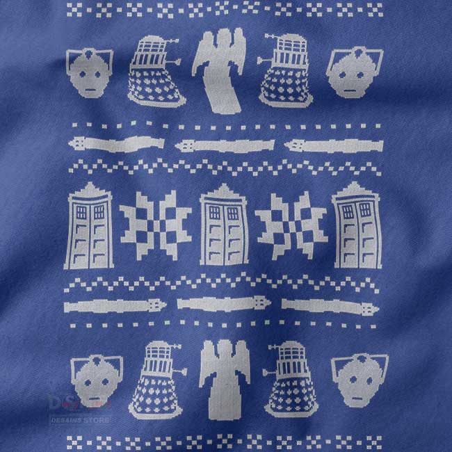 Ugly Doctor Who TARDIS Christmas sweatshirt with festive art