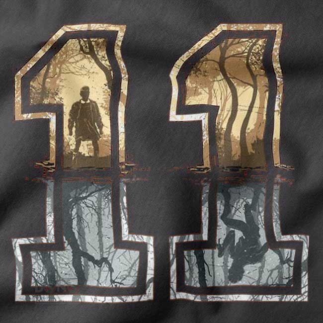 Black Stranger Things Eleven streetwear tee front view