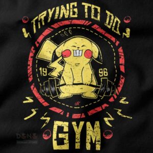 Cute anime crewneck with Pikachu trying to workout