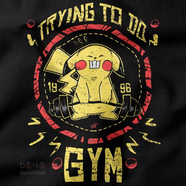 Cute anime crewneck with Pikachu trying to workout