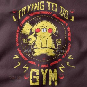 Cute anime hoodie with Pikachu trying to workout