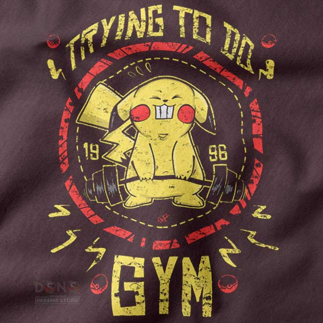 Cute anime hoodie with Pikachu trying to workout