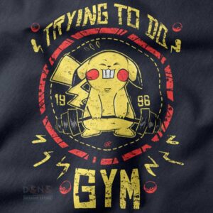 Cute anime workout tank with Pikachu trying to exercise