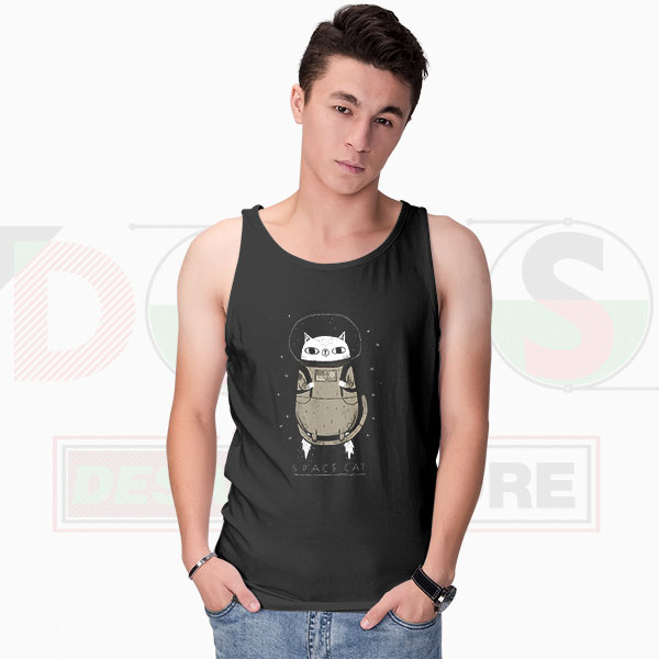Space Cat Adventure Tank Top – Funny Cosmic Graphic