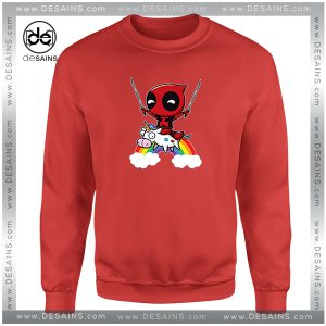 Cheap Graphic Sweatshirt Deadpool 2 Riding a Unicorn Size S-3XL