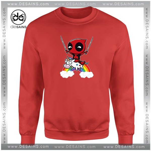 Cheap Graphic Sweatshirt Deadpool 2 Riding a Unicorn Size S-3XL